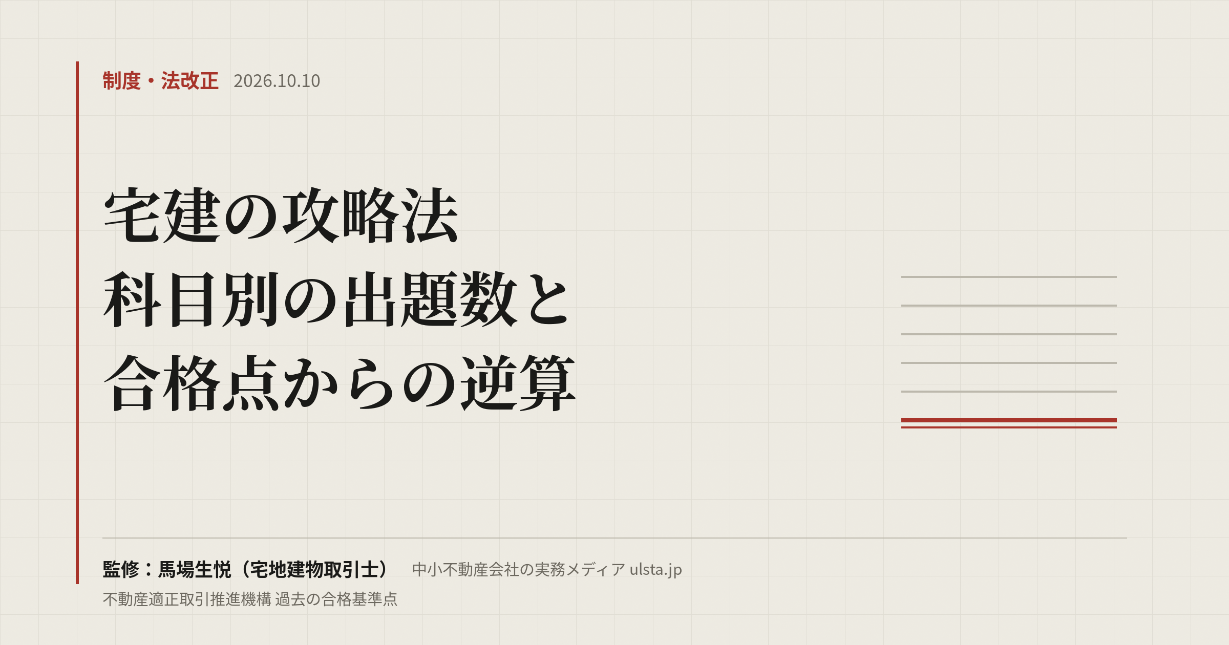 宅建の攻略法と合格点2026｜科目別の配点と過去10年の合格基準点