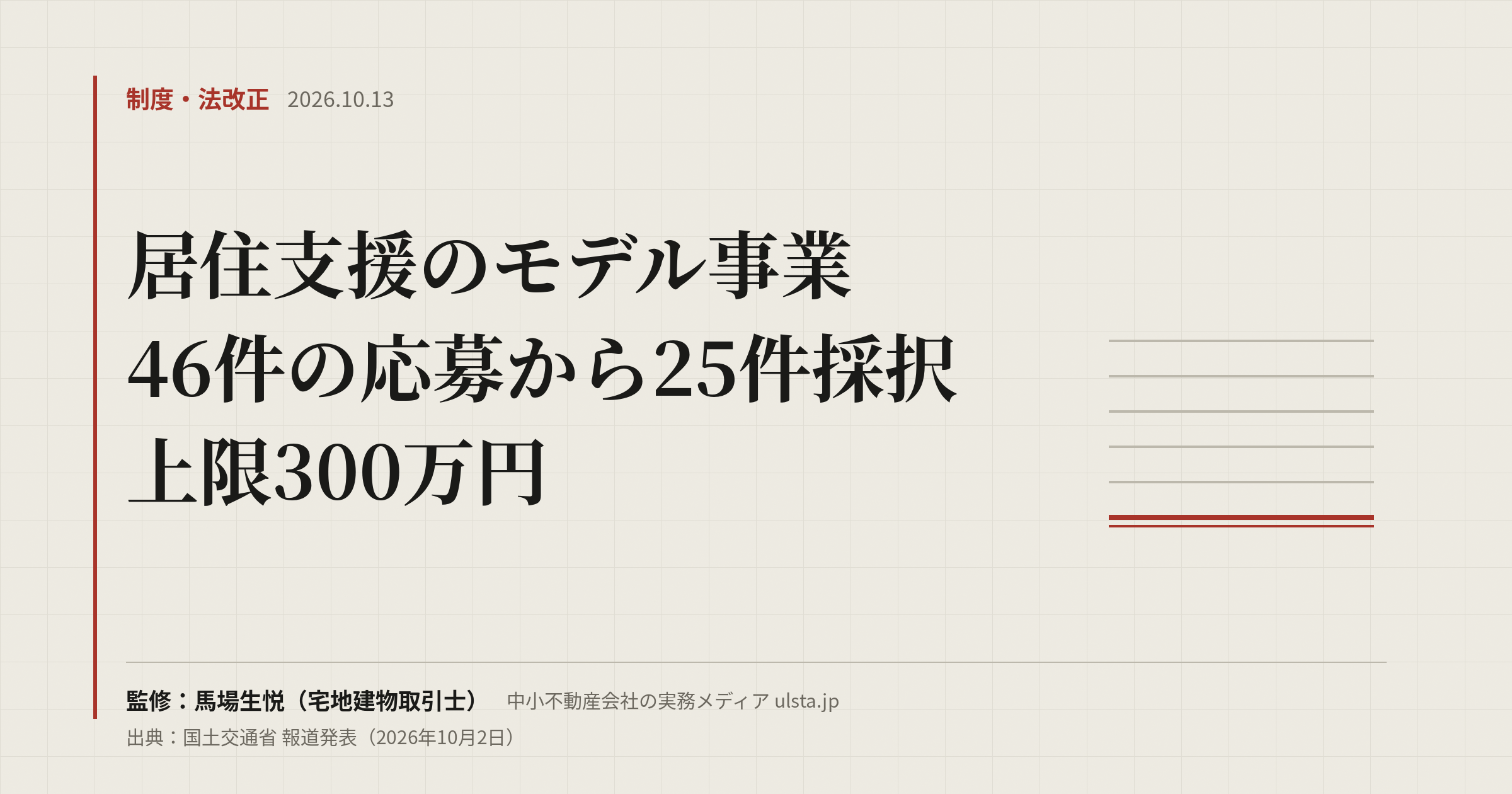 【2026年10月】居住支援モデル事業に25件採択｜賃貸管理で見るべき点