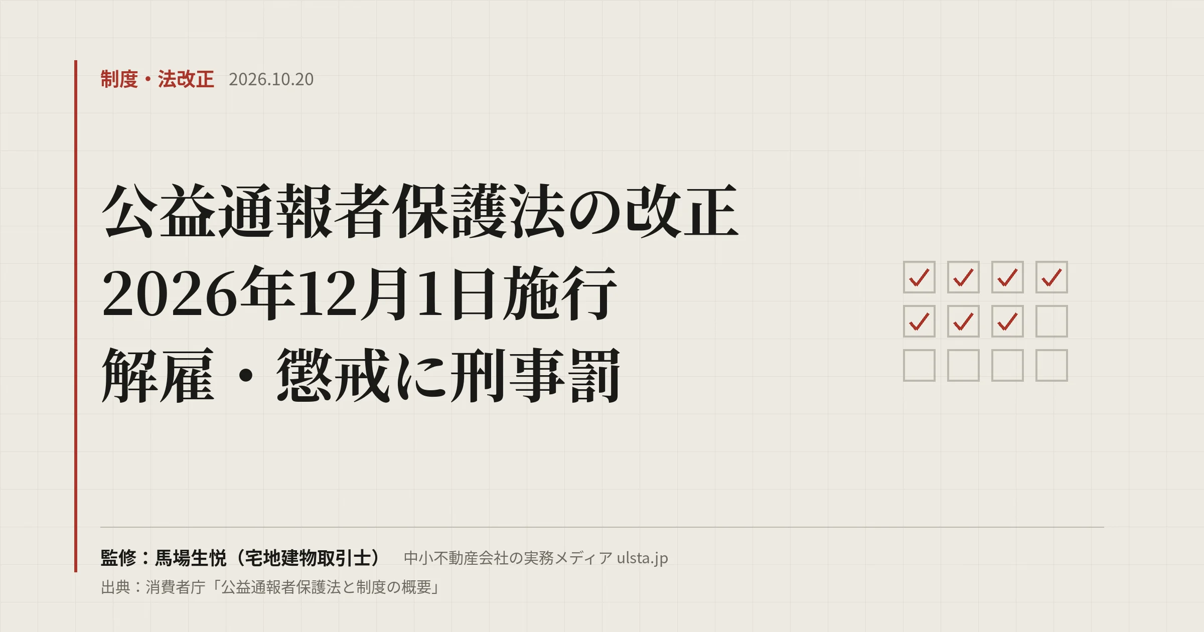 公益通報者保護法改正はいつから？2026年12月1日施行｜不動産会社の対応