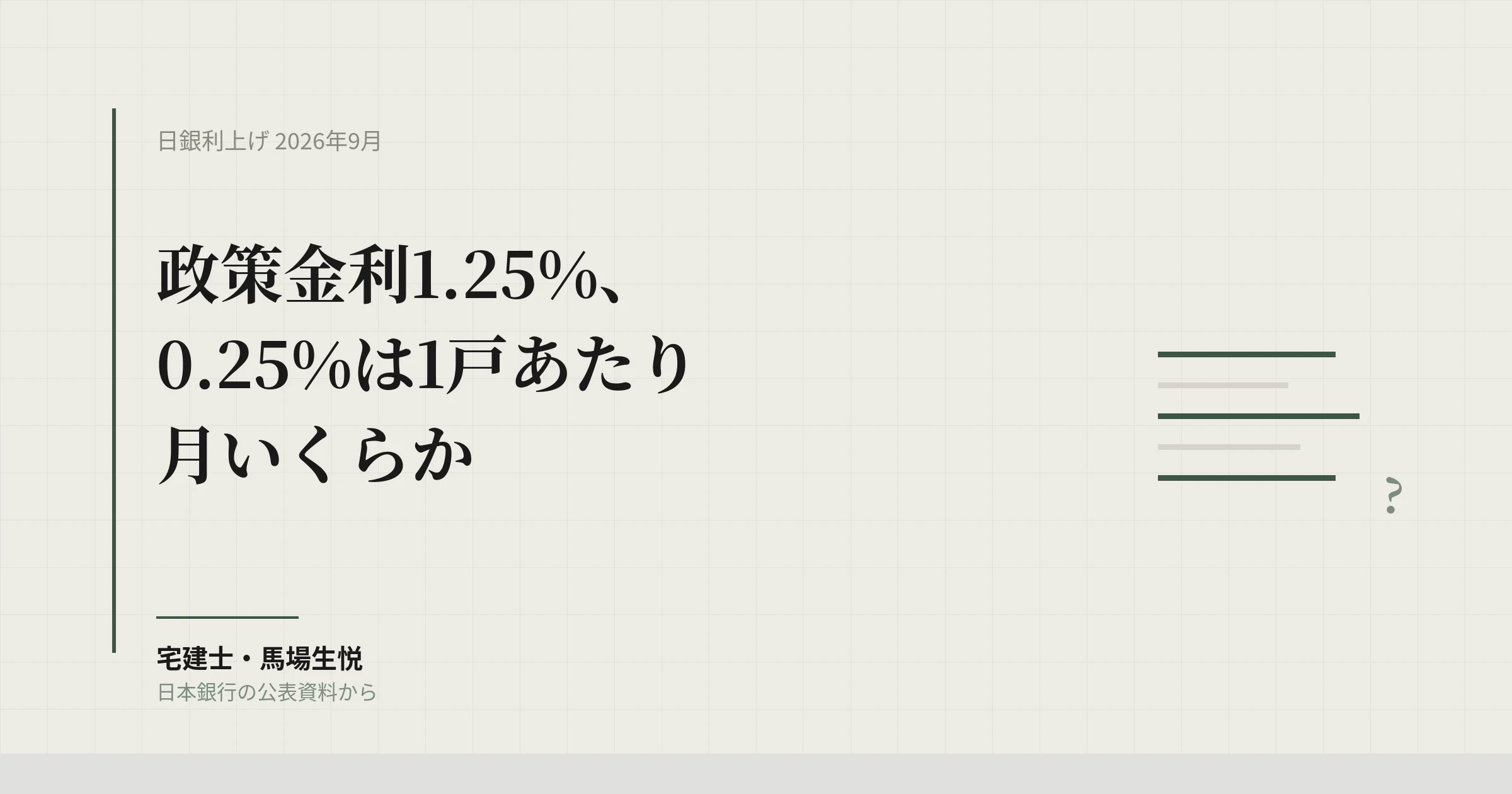日銀利上げ1.25%｜アパートローンの返済増を「1戸あたり月いくら」で示す