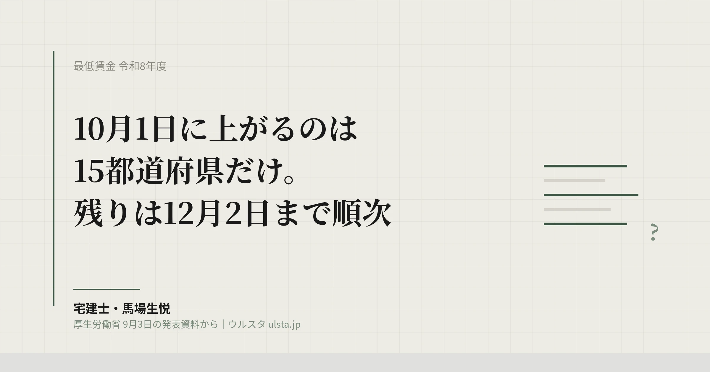 最低賃金 令和8年度 全国一覧｜東京1,280円・発効は10月1日から12月2日